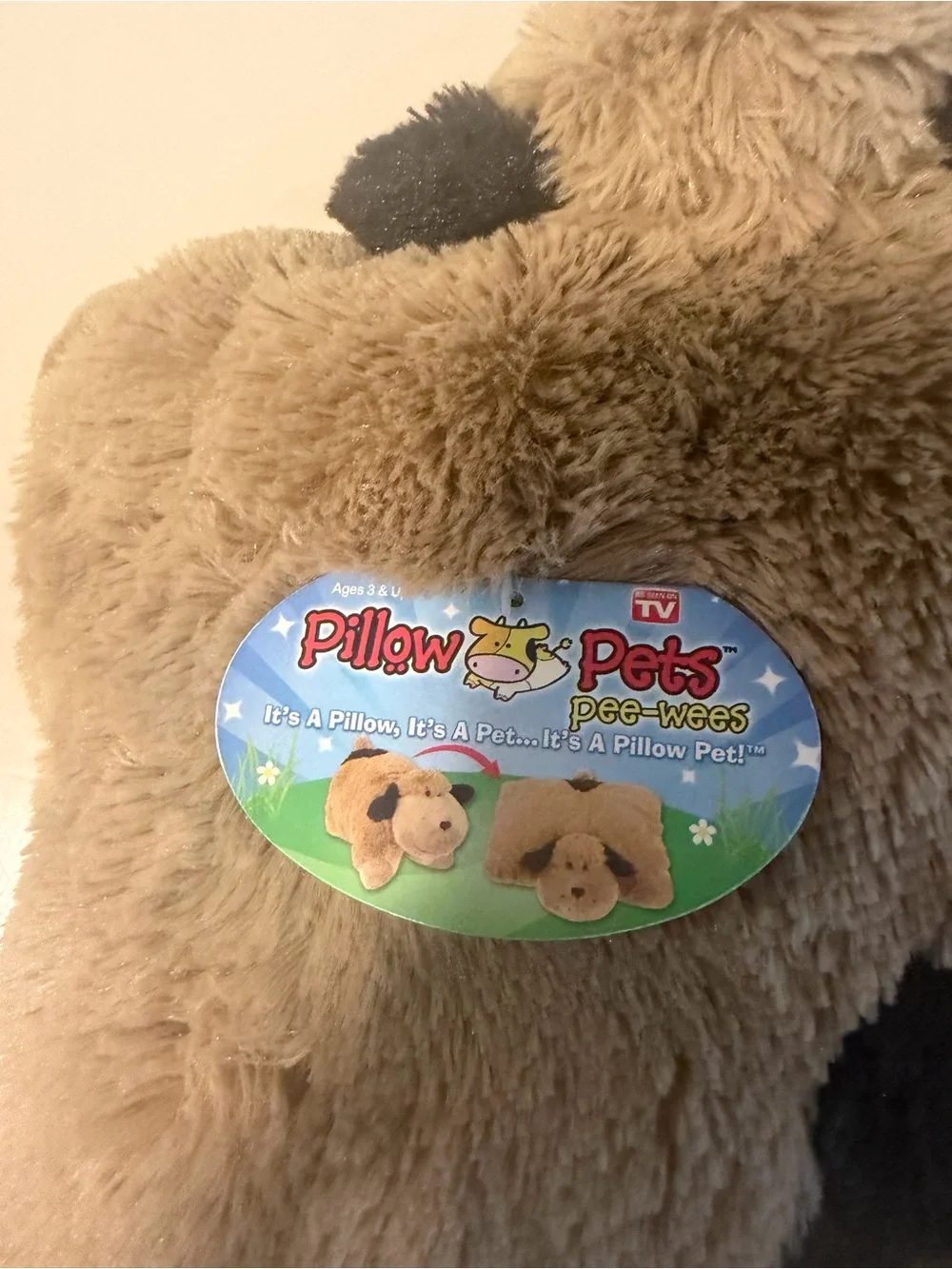 Pillow Pets Pee-Wees Tan Brown Dog Plush Stuffed Animal Travel Pillow 11 inch